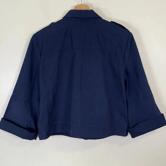 BB  Dakota Cropped Military Blue Zip Cotton Jacket - Picture 13 of 13